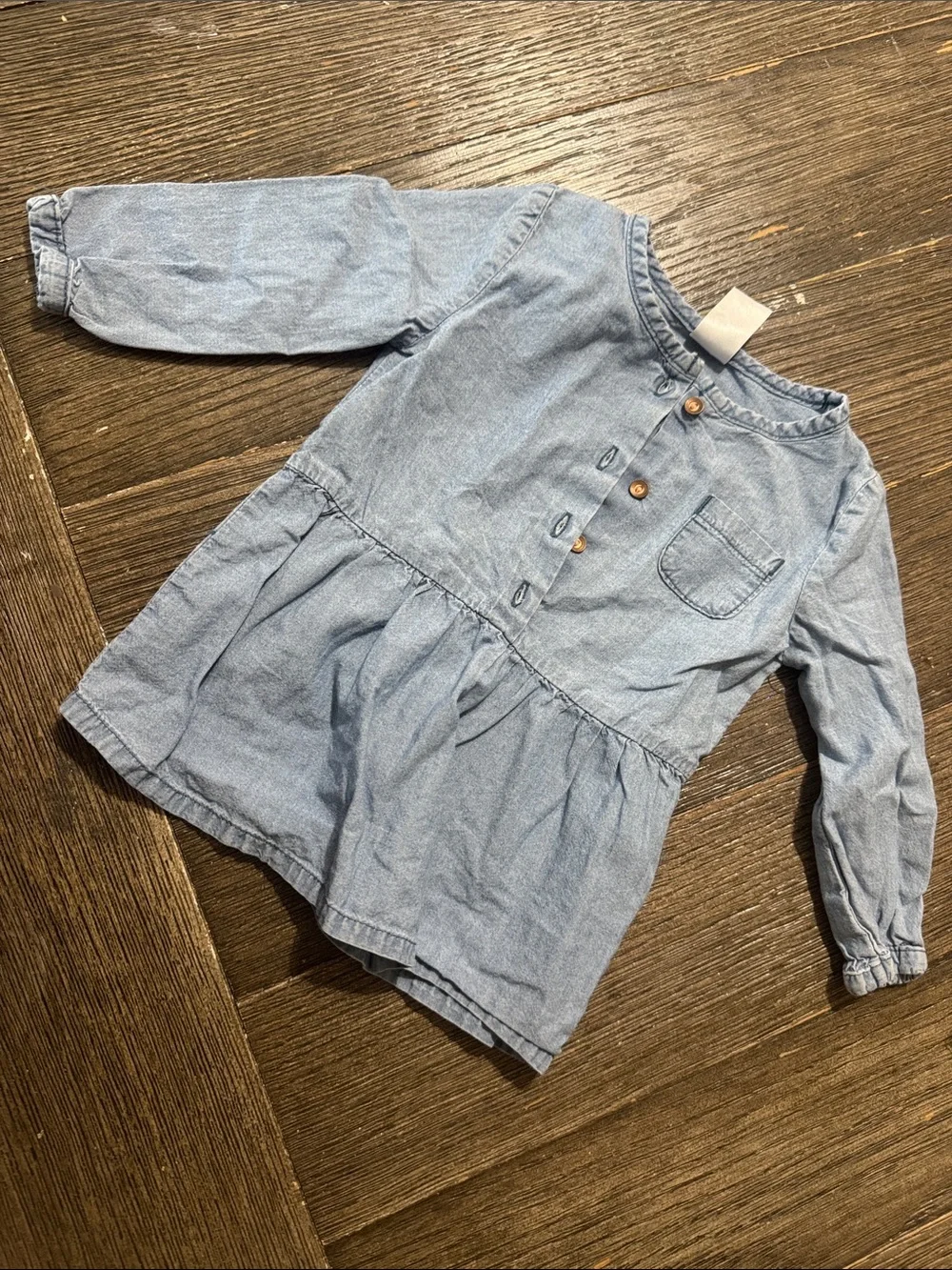 Carter’s Chambray Dress 9M Blue Button Front Long Sleeve Baby Girl